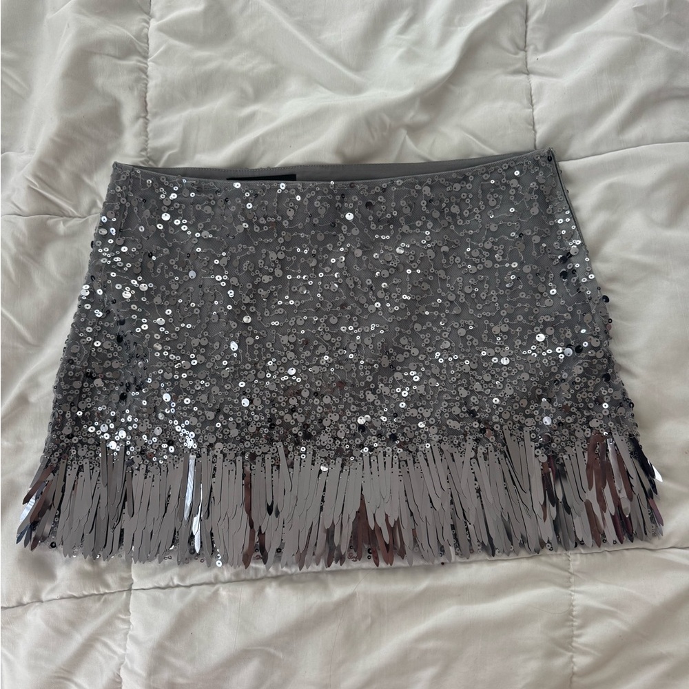 Zara Silver Sequin Mini Skirt